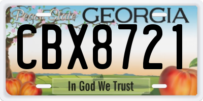 GA license plate CBX8721
