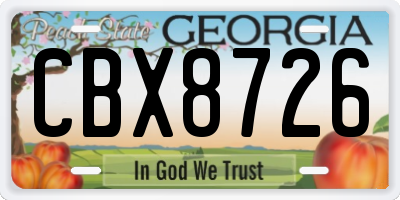 GA license plate CBX8726
