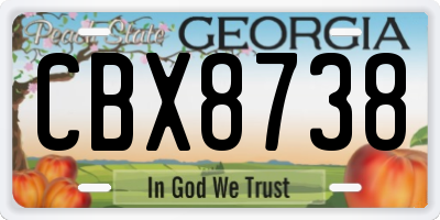 GA license plate CBX8738