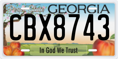 GA license plate CBX8743