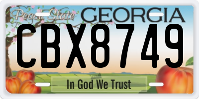 GA license plate CBX8749