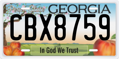 GA license plate CBX8759