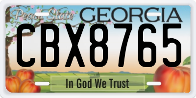 GA license plate CBX8765