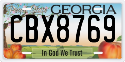 GA license plate CBX8769