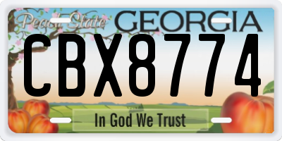 GA license plate CBX8774