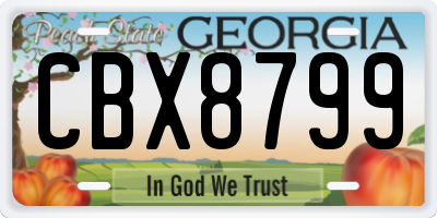 GA license plate CBX8799