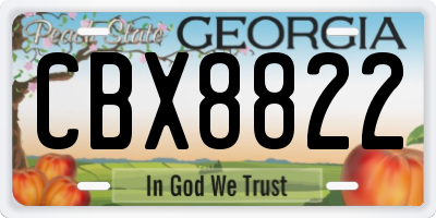 GA license plate CBX8822