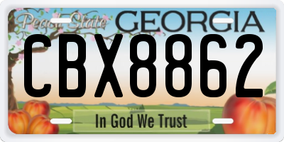 GA license plate CBX8862