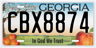 GA license plate CBX8874