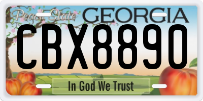 GA license plate CBX8890