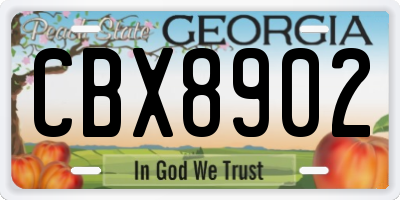 GA license plate CBX8902