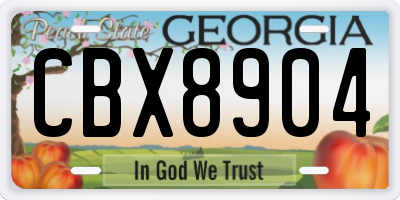GA license plate CBX8904