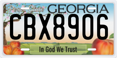 GA license plate CBX8906