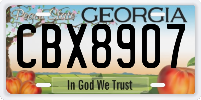 GA license plate CBX8907