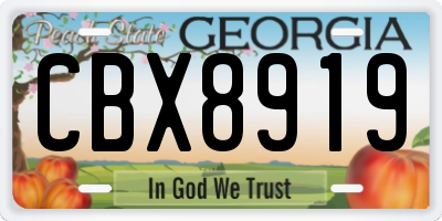 GA license plate CBX8919