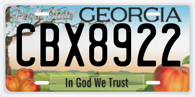 GA license plate CBX8922