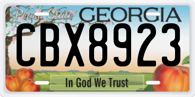 GA license plate CBX8923