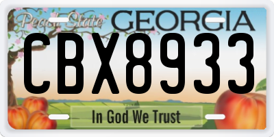 GA license plate CBX8933