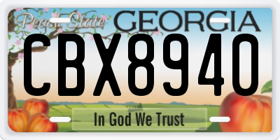 GA license plate CBX8940