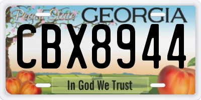 GA license plate CBX8944