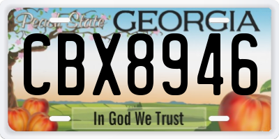 GA license plate CBX8946