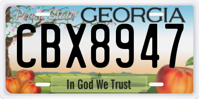 GA license plate CBX8947