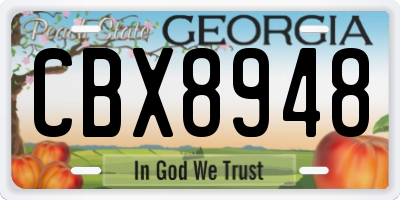 GA license plate CBX8948