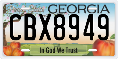 GA license plate CBX8949