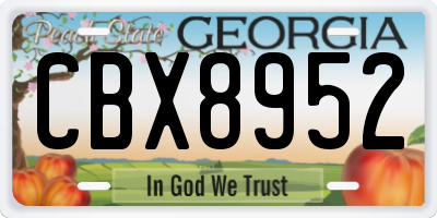 GA license plate CBX8952