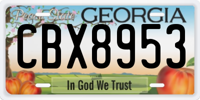 GA license plate CBX8953