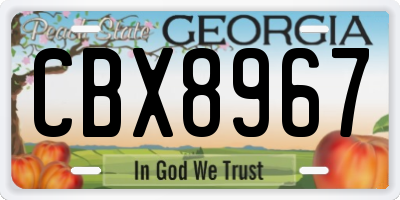 GA license plate CBX8967