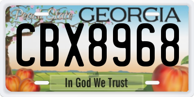GA license plate CBX8968