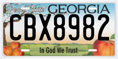 GA license plate CBX8982
