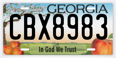 GA license plate CBX8983