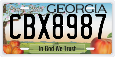 GA license plate CBX8987
