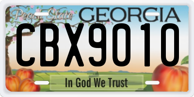 GA license plate CBX9010