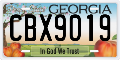 GA license plate CBX9019