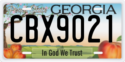 GA license plate CBX9021