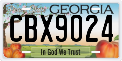GA license plate CBX9024
