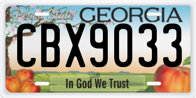 GA license plate CBX9033