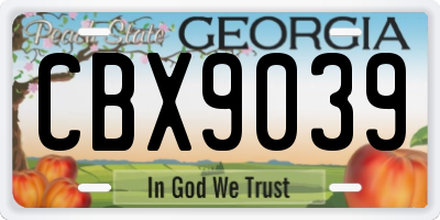 GA license plate CBX9039