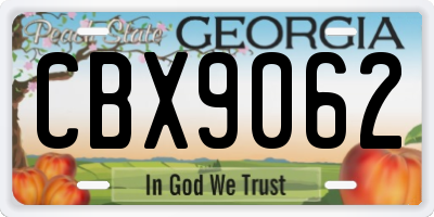 GA license plate CBX9062