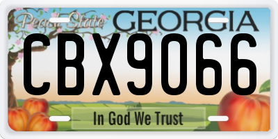 GA license plate CBX9066