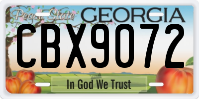 GA license plate CBX9072