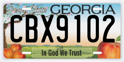 GA license plate CBX9102
