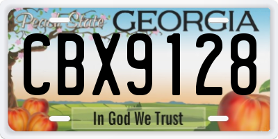 GA license plate CBX9128