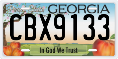 GA license plate CBX9133