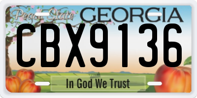 GA license plate CBX9136
