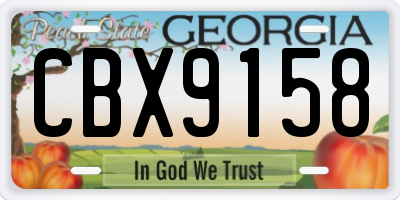 GA license plate CBX9158
