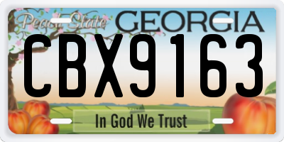 GA license plate CBX9163